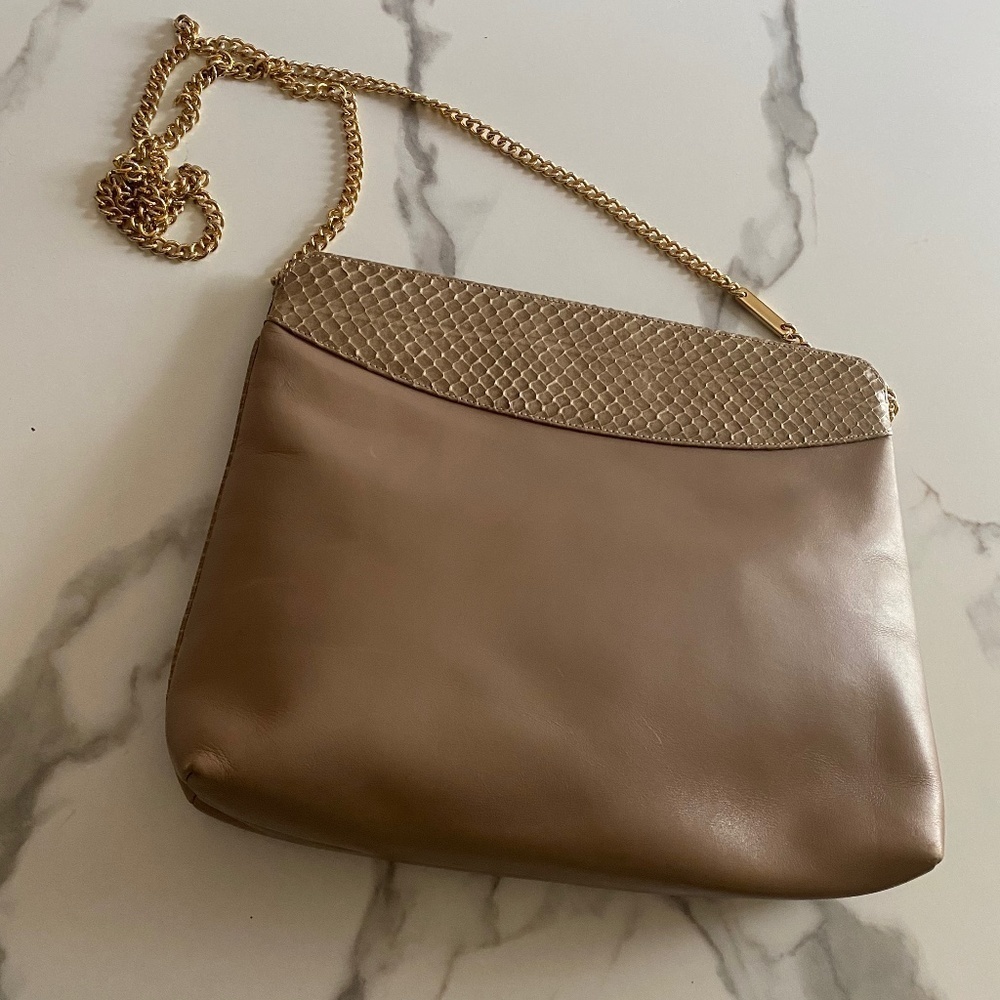 Salvatore Ferragamo vintage leather bag with gold tone chain